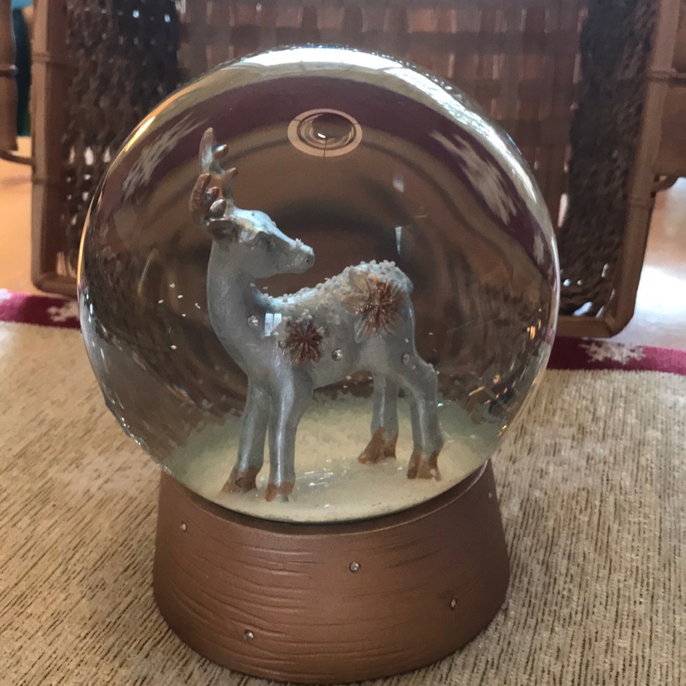 Snow Globe, silver/ gold reindeer inside, never used